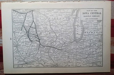 ~1906 Train Route Map IOWA CENTRAL RAILWAY COMPANY and Connections Railroad 