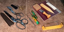 Sewing TOOLS LOT 10 3 Gingher Scissors 2 Stilettos Bead Board Awl