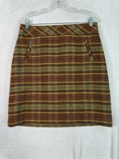 Talbots A Line Wool Skirt 4 Womens Green Brown Plaid