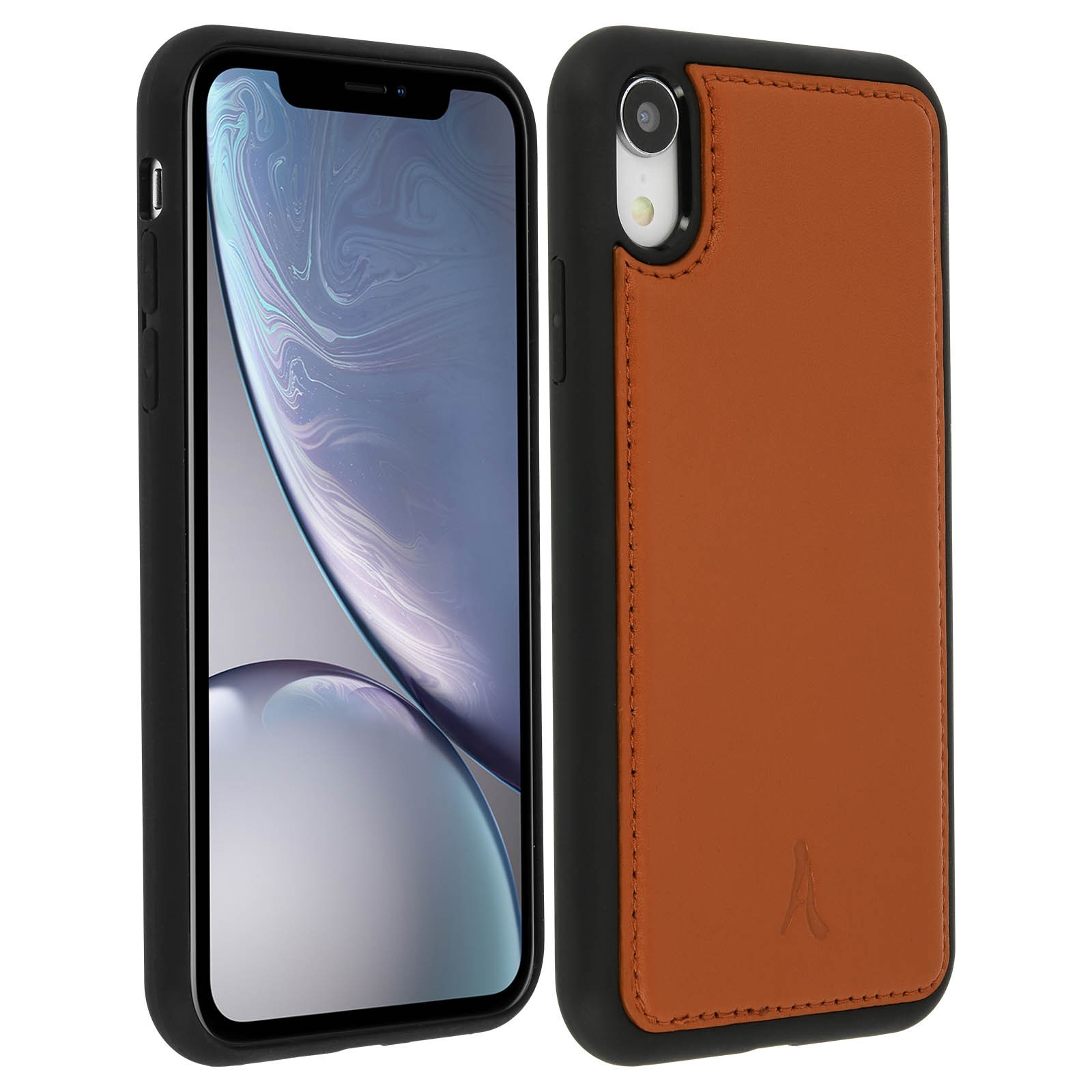 Coque iPhone XR Akashi en cuir camel pour un style elegant au quotidien