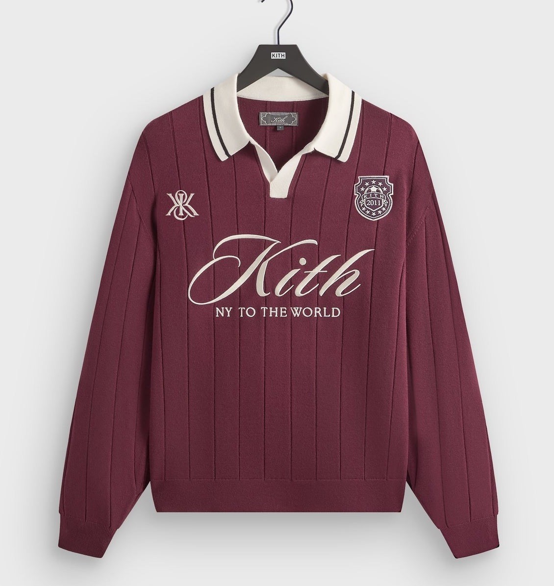 25FALL Kith Rugby Pullover Sweater美品 Kith Rugby Pullover Sweater in Essence (Maroon) Viscose Blend