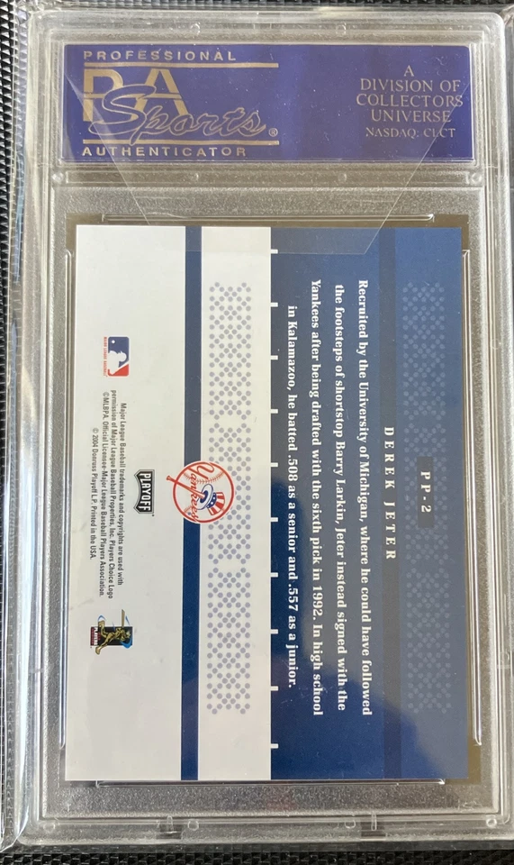 Playoff Prestige Prestigious Pros 2004 #2 Derek Jeter Yankees PSA 8 casi nuevo-como nuevo Foto 2 de 2