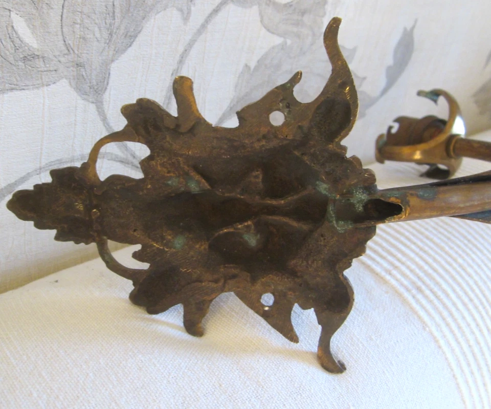 Ancienne applique murale Tête de MASCARON en bronze doré Napoléon III 25 cm - Photo 4/4