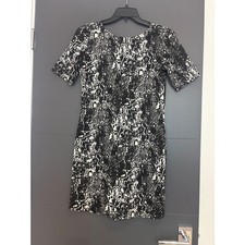 Bongo Womens Black White Snakeskin Print Short Sleeve V-Back Sheath Dress Large