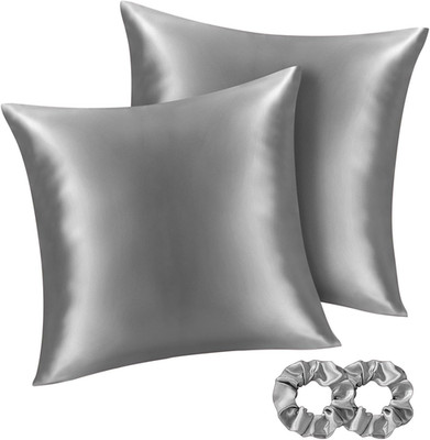 BEDELITE Satin Kissenbezug 80X80 Grau - Kopfkissenbezug 2Er Set Weich Wie Seiden
