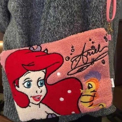 Cute Disney Princess Ariel Flounder Plush Shoulder Bag Crossbody Handbag