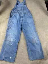 Vintage 70's Sears Overalls Mens 40x30 Denim Blue Carpenter Bibbed USA Farm Barn