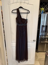 Ignite evenings jeweled Grecian-style evening gown sheer brown over turquoise 8