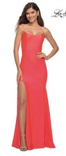 La Femme Hot Coral Size 2 Style 30682 Train Ballgown