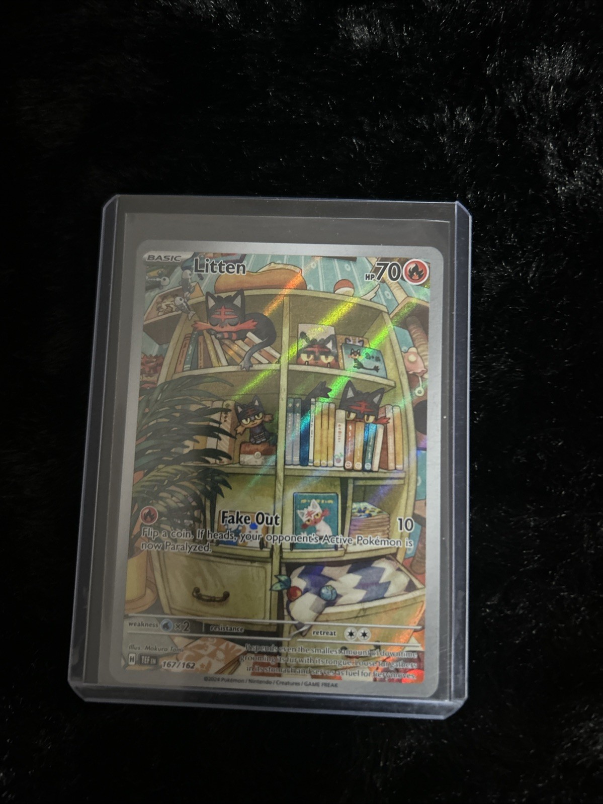 Pokémon TCG Litten Full Art Holo Card 167/162 Temporal Forces Illustration