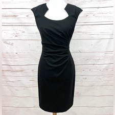Calvin Klein Cap Sleeve Asymmetrical Ruched Sheath Dress LBD 4
