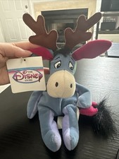Disney Store - Mini Bean Bag Reindeer EEYORE, 9" EX w/ Tag