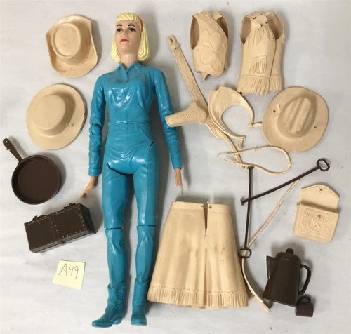 1960s MARX JOHNNY WEST JANE WEST WITH ACCESSORIES LOT #49