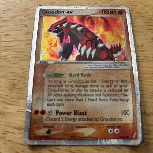 Pokémon TCG Groudon ex 93/100 EX Crystal Guardians U Rare Holo heavily damaged 