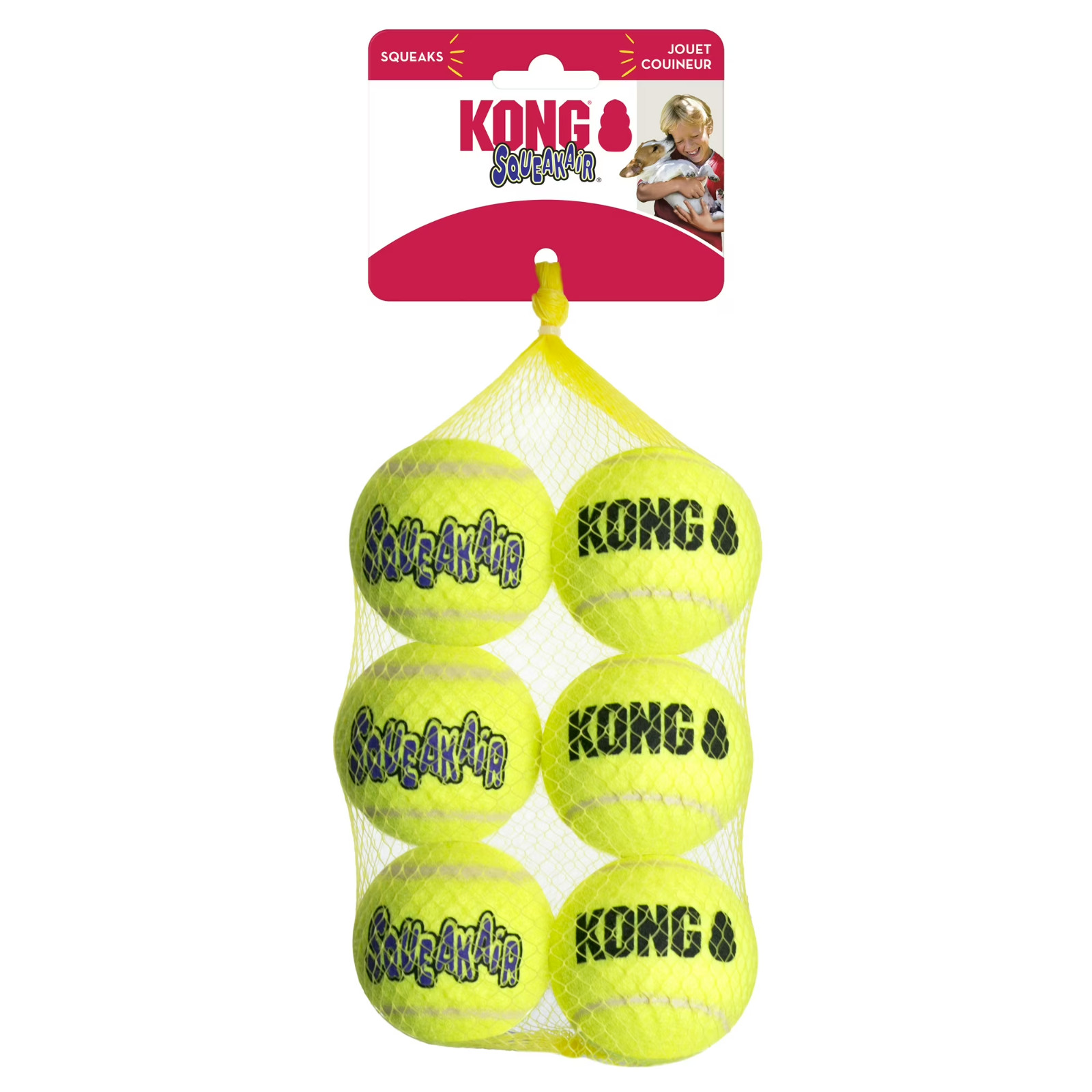 KONG Squeakair Tennis Balls 3pk Small AirDog Squeaky Dog Fetch Toy 2"