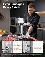 Manual Sausage Stuffer, 22 LBS / 10 L Vertical Meat Stuffer, Dual-Speed Sausage