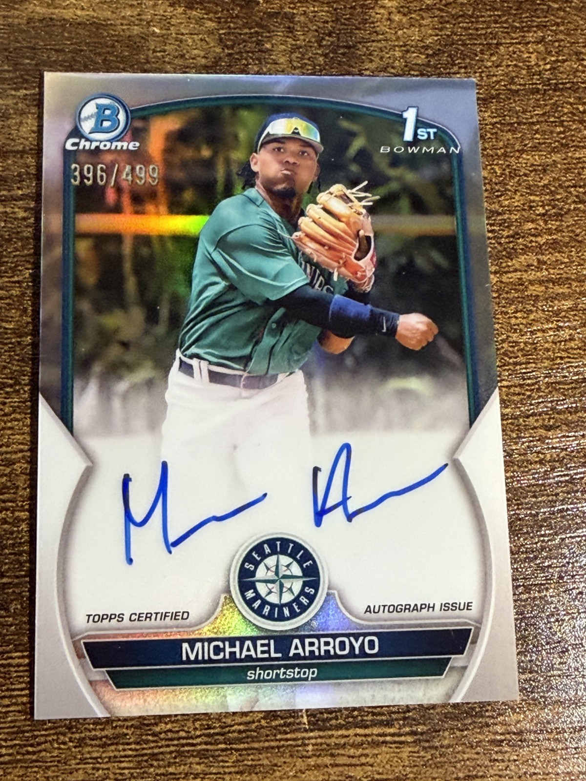 MICHAEL ARROYO 2023 Bowman #CPA-MA Mariners 1st Silver Refractor Auto /499