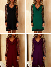 Women Lace Contrasting A-line A-line Mini Dress