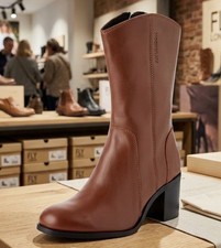 Image of Fly London Naomi Ankle Calf Leather Boots Cognac Brown Asta914fly Womens Uk 6