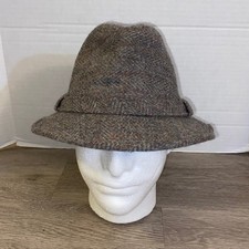Vintage Kangol Design Men's Fedora Hat Gray Plaid Size Small Med 100 Wool USA