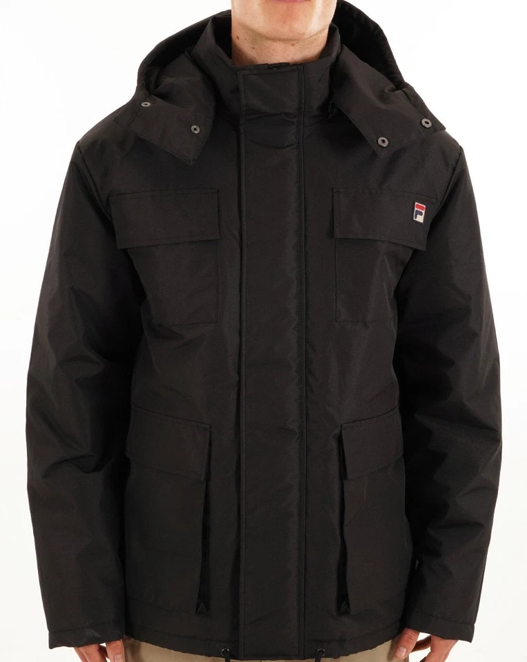 Fila Vintage Liam Cargo Padded Jacket Black - Image 2 of 4