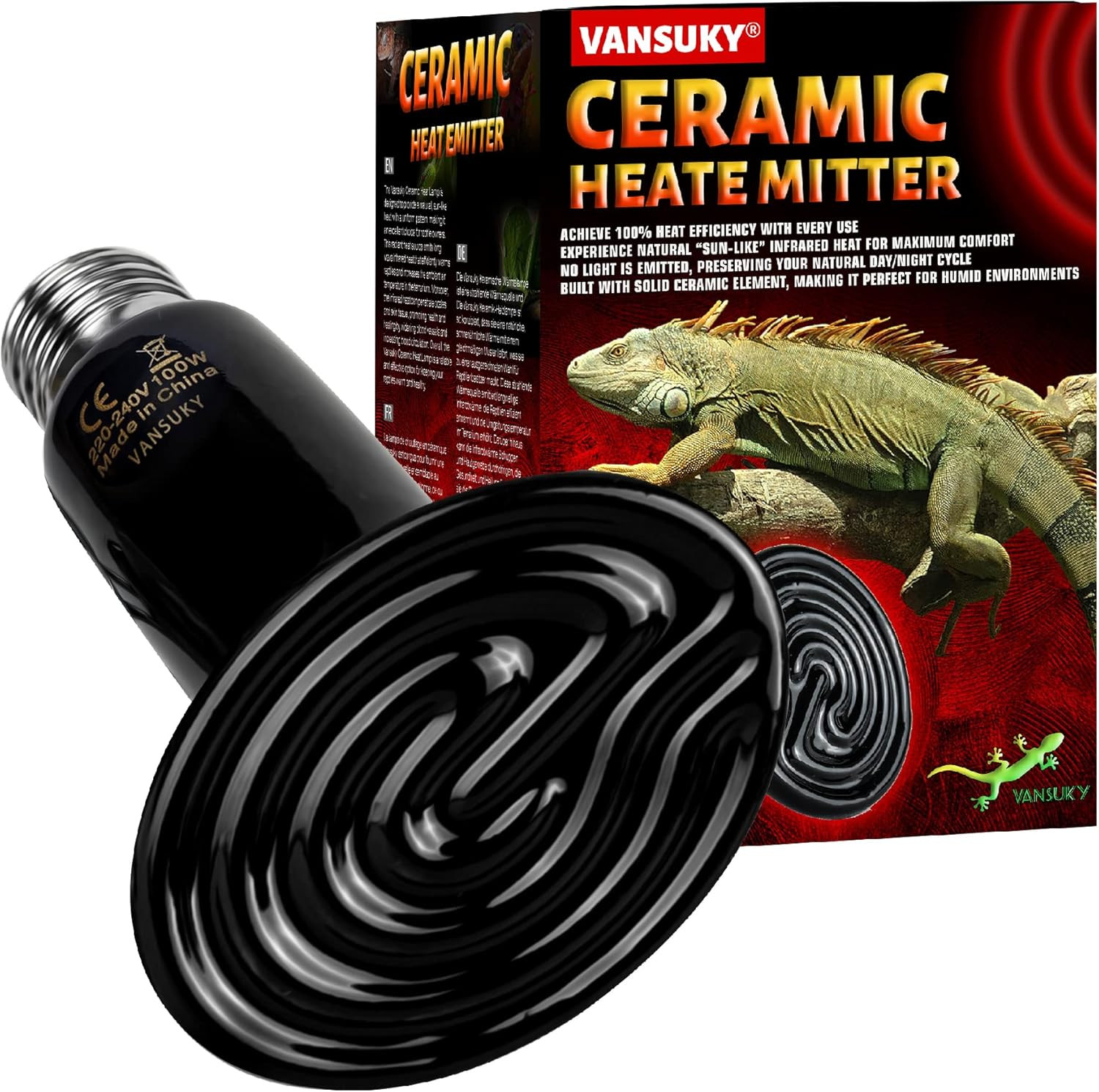 Lampada Ceramica Rettili 50W E27 - Riscaldatore per Terrario Anti-Rottura