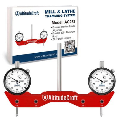 AltitudeCraft Precise Mill and Lathe Tramming System Tool, Machine Red 