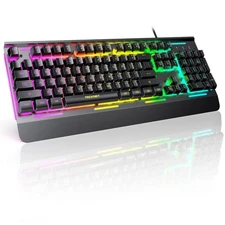 TECKNET Wired Gaming Keyboard, 2.4G USB Computer Keyboards, 7-Color & 4 Modes...