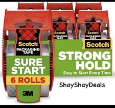 Scotch Sure Start Shipping Packaging Tape, 1.88"x 22.2 Yd, 6 Rolls FREESHIP