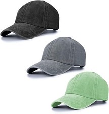 Baseball Cap Unisex Vintage Washed Distressed 3pcs-black g light Green