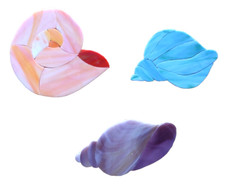 STAINED GLASS hand pre cut MOSAIC Inlay tile, stepping stone, 3 SHELL GROUP