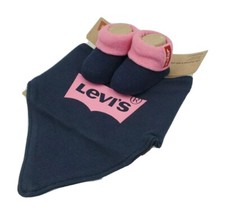 Levi's Baby Girls Booties and Bib Set, Size 0-6 Months, Pink Blue, Gift B44 MP