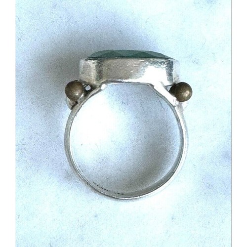925 STERLING SILVER AND NATURAL GREEN AQUAMARINE RING SIZE 7.75 SKY - Picture 4 of 7