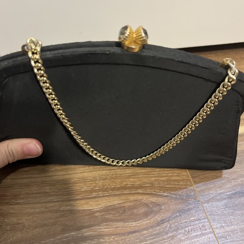 Vintage Handbag Womens Small Clutch Black Cross Sewn Pouch Purse Bag Chain - 第 3/9 張圖片