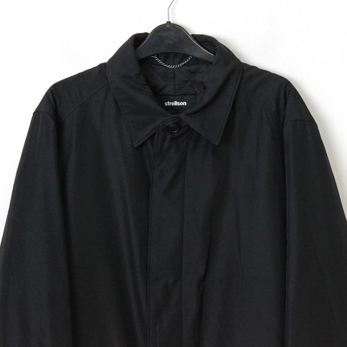 STRELLSON Mens UK 42 US Jacket Rain Trench Coat Over EU 52 Black