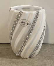 BELLA LUX WHITE RHINESTONE SWIRL TOOTHBRUSH HOLDER
