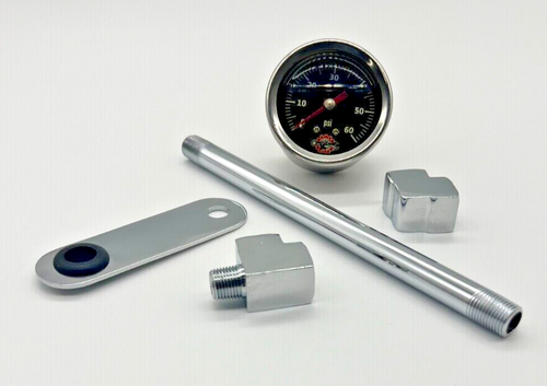 HARLEY SPORTSTER CHROME OIL PRESSURE GAUGE n MOUNT chopper bobber cafe black 60 - Afbeelding 1 van 6