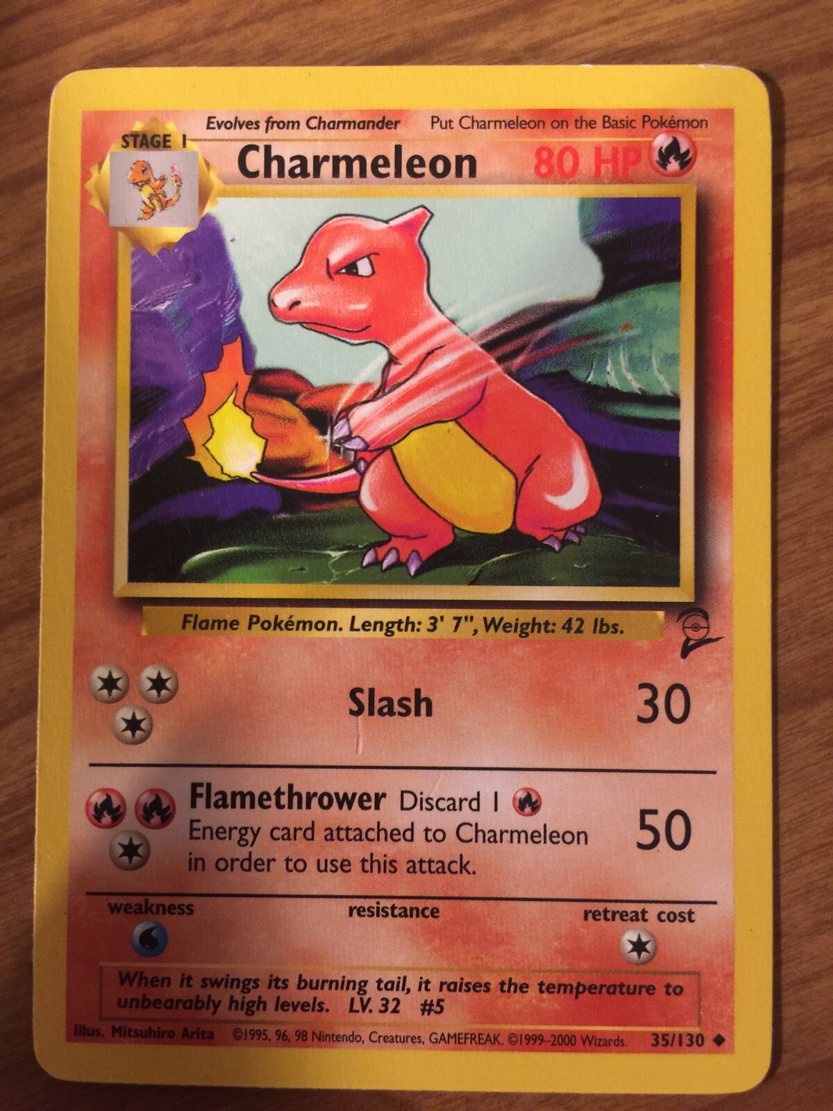 Vintage 2000 Charmeleon Pokemon Card 35/130 Uncommon Base Set 2 LV.32 #5 80  HP | eBay
