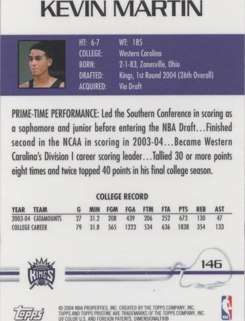 2004-05 Topps Pristine - Kevin Martin #146
