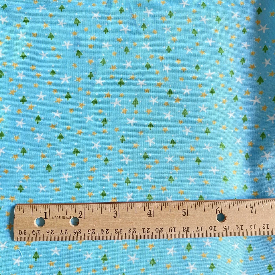 Small Print Christmas Fabric Blue Quilting Cotton 27x44 - Image 2 of 4