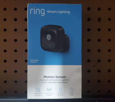 Ring Smart Lighting Motion Sensor in Black Battery Powered