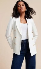 Freemans Double Breasted Blazer In White Uk 18 (fm72-3)