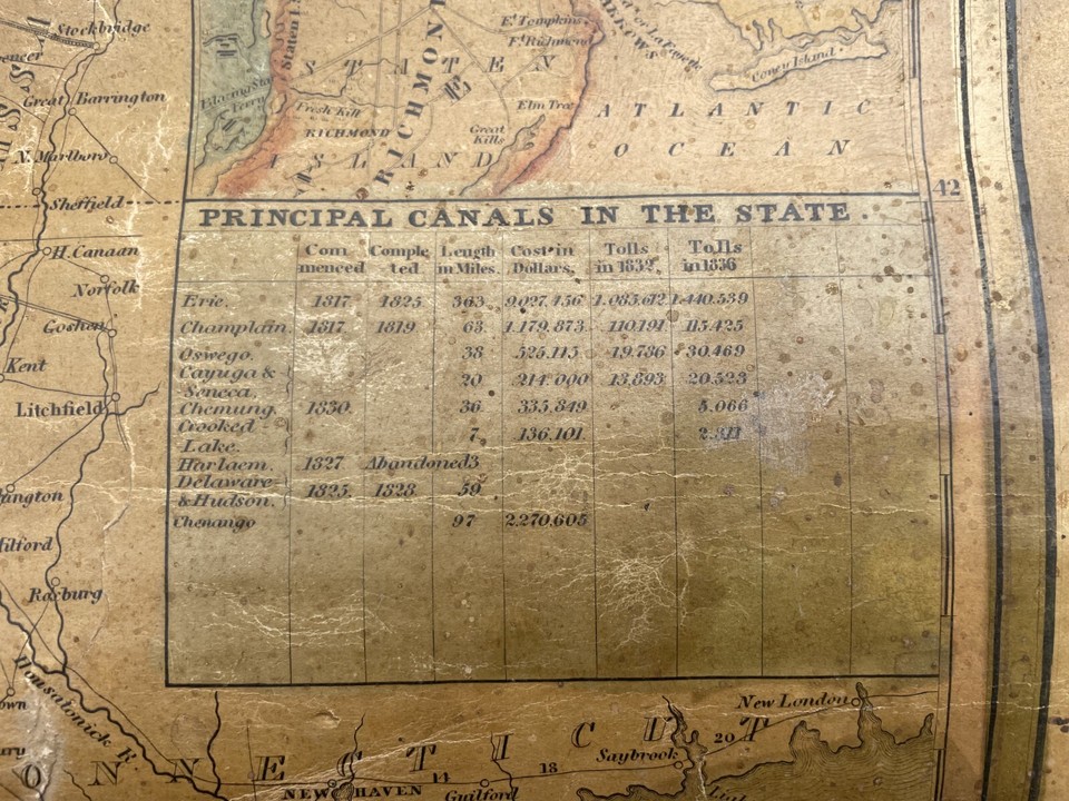 RARE 1847 Map of New York State City Manhattan Phelps Ensigns Thayer