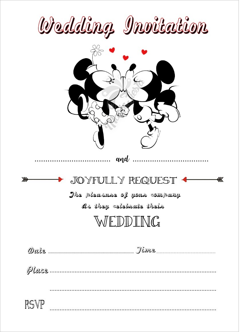 Mickey Wedding Invitation Mickey And Minnie Bridal Shower Invitation