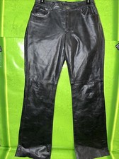 Express Women's Leather Pants Size 6 VTG Black Genuine Leather Y2K
