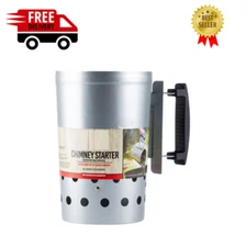 Chimney Starter with Safety Handle for Grilling Silver Barbecue Tools