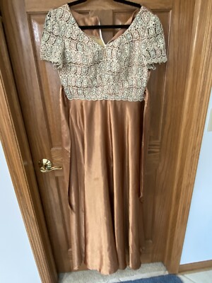 copper satin dress with sleeves Azazie Charissa