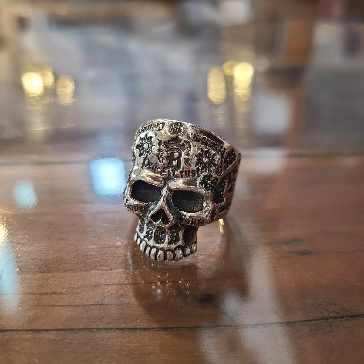 BWL BILL WALL LEATHER Graffiti Skull Large Ring Silver US9 | eBay
