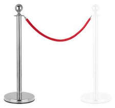 Poteaux de Guidage Personnes VIP Acier Argent avec Corde 2m Systeme Barriere