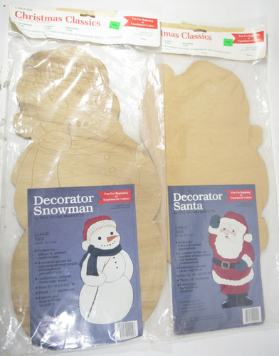 VTG 1987 Santa & Snowman Wooden Decorator Cutouts Mill Store Christmas Classics